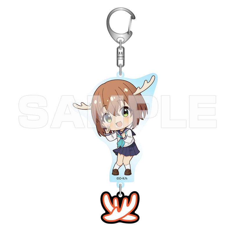 【しかのこのこのここしたんたん】オフィシャルEC ラバー製シカの角つき アクリルキーホルダー 鹿乃子のこ